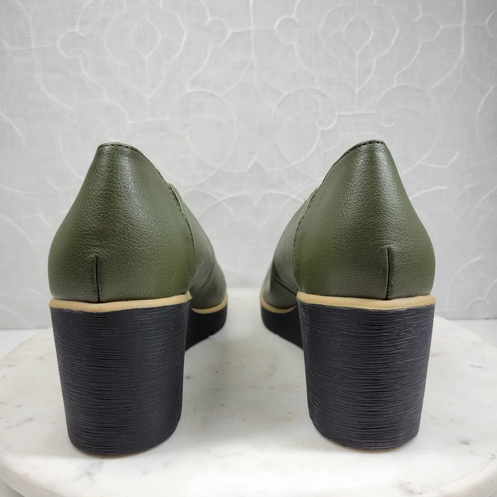 SOUL Naturalizer About Time Wedge Pumps 11M Olive Green Round Toe Comfort Casual
